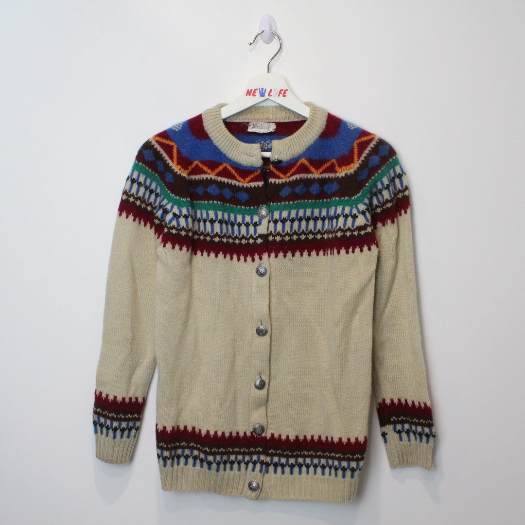 Vintage Patterened Wool Knit Cardigan - S/M-NEWLIFE Clothing