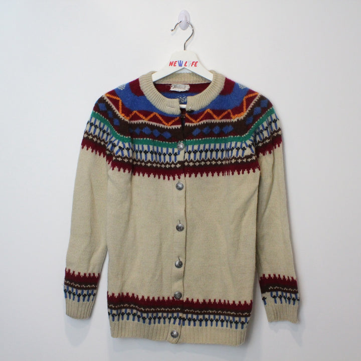 Vintage Patterened Wool Knit Cardigan - S/M-NEWLIFE Clothing