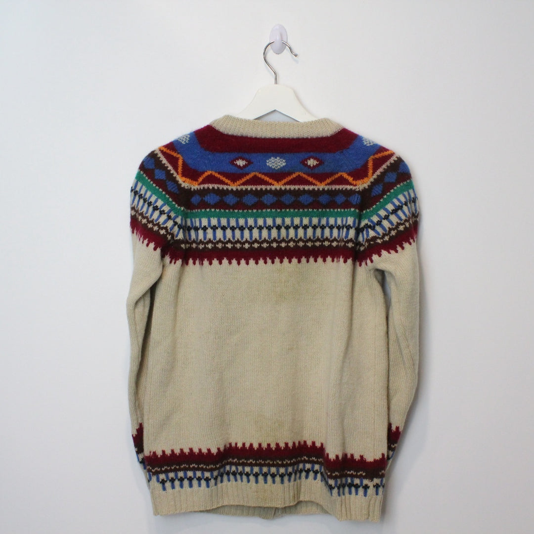 Vintage Patterened Wool Knit Cardigan - S/M-NEWLIFE Clothing